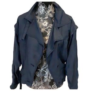 Armani Exchange AX small blue belted Jean jacket zipper & buckles NWT